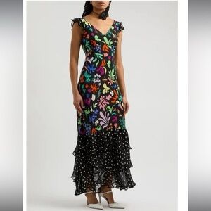 Rixo Silk Ossy Maxi Dress Size 2XL